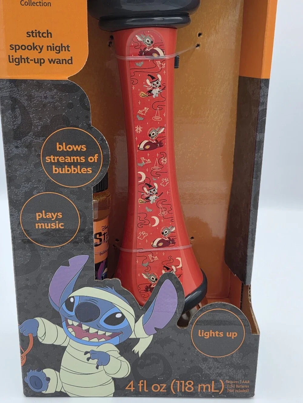 Disney Stitch Halloween Light-Up Bubble & Music Wand NIB